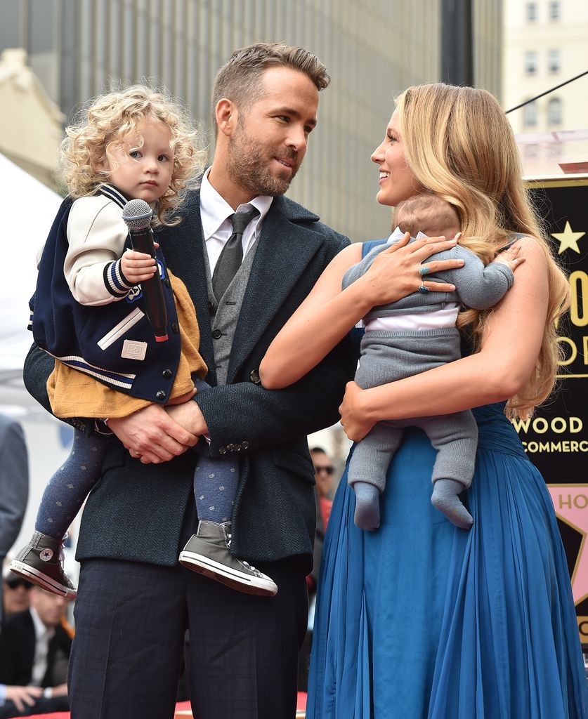 HOLLYWOOD, CA - DECEMBER 15: Actors Ryan Reynolds and Blake Lively with daughters James Reynolds and Ines Reynolds attend the ceremony honoring Ryan Reynolds with a Star on the Hollywood Walk of Fame on December 15, 2016 in Hollywood, California. (Photo by Axelle/Bauer-Griffin/FilmMagic) Actors Ryan Reynolds and Blake Lively with daughters James Reynolds and Ines Reynolds attend the ceremony honoring Ryan Reynolds with a Star on the Hollywood Walk of Fame on December 15, 2016 in Hollywood, California.