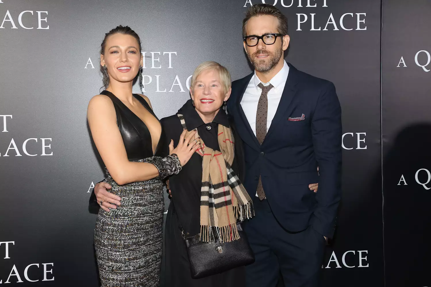 Blake Lively, Tammy Reynolds and Ryan Reynolds attend New York Premiere of "A Quiet Place" on April 2, 2018 in New York City.