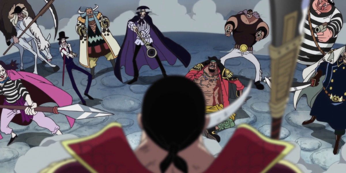 Whitebeard looks down on the Blackbeard Pirates in One Piece