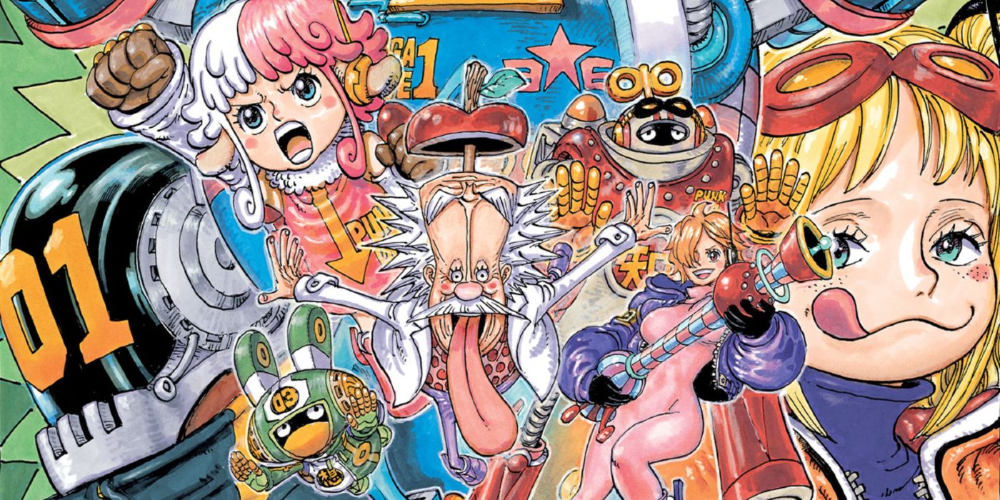 Dr. Vegapunk and his six Satellites in One Piece manga.