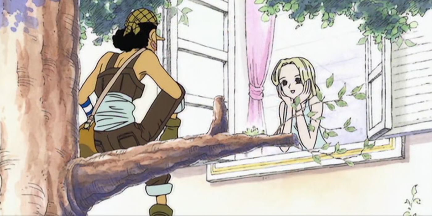 Usopp telling Kaya stories