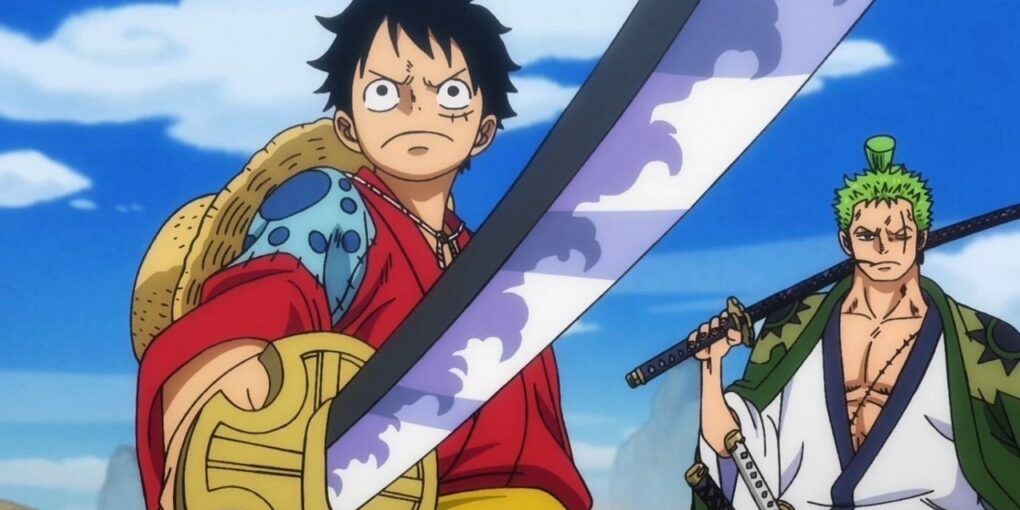 Luffy holding Nidai Kitetsu