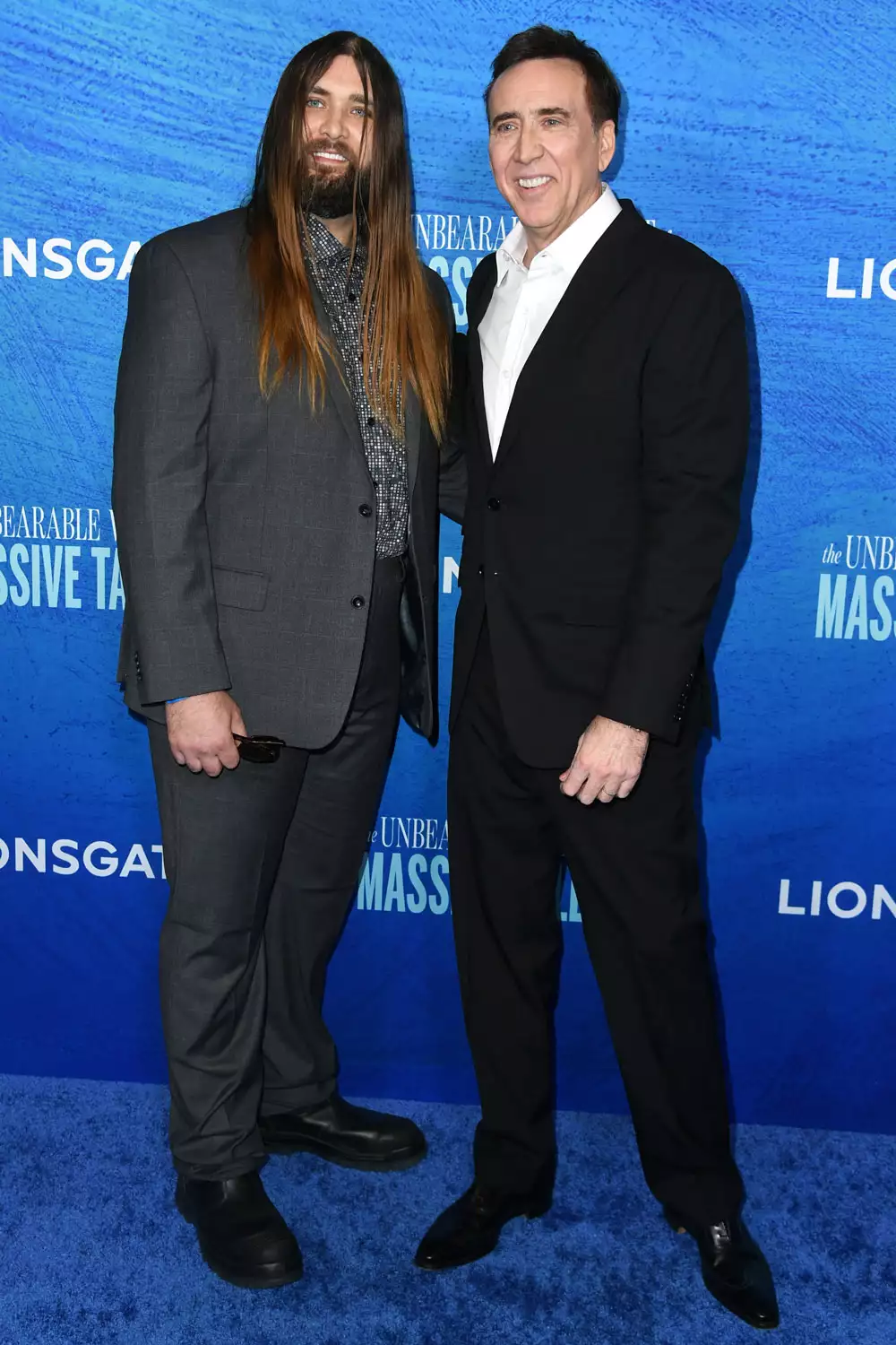 Weston Coppola Cage and Nicolas Cage attend the Los Angeles special screening of "The Unbearable Weight of Massive Talent" at DGA Theater Complex on April 18, 2022