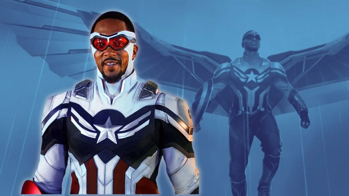 Sam Wilson (Anthony Mackie) as Captain America in The Falcon and the Winter Soldier/Sam's Captain America suit official concept art