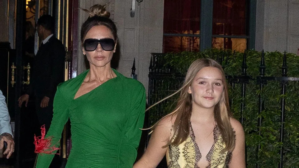 Victoria Beckham and daughter Harper Beckham. Photo by Marc Piasecki/GC Images.