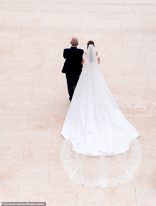 The pair had two ceremonies, one on the Friday (pictured) and an Indian wedding the following day