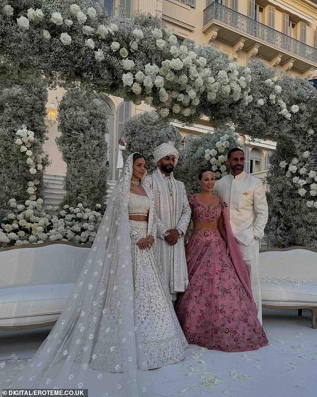 On Saturday, the couple married in a second ceremony (pictured with Kate and Rio Ferdinand)