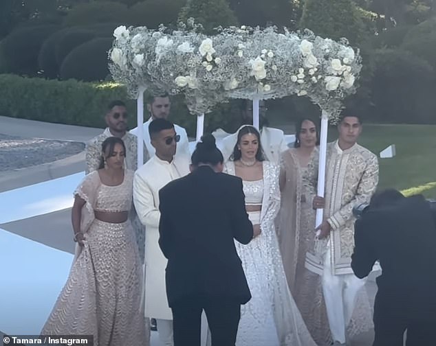 Nada is pictured arriving at her second ceremony - as she got ready to do it all over again