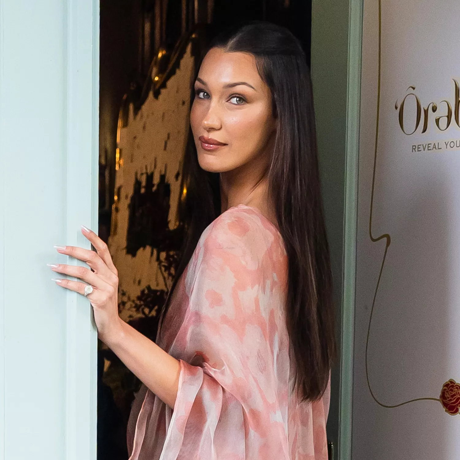 Bella Hadid is seen at the Orebella popup in the West Village