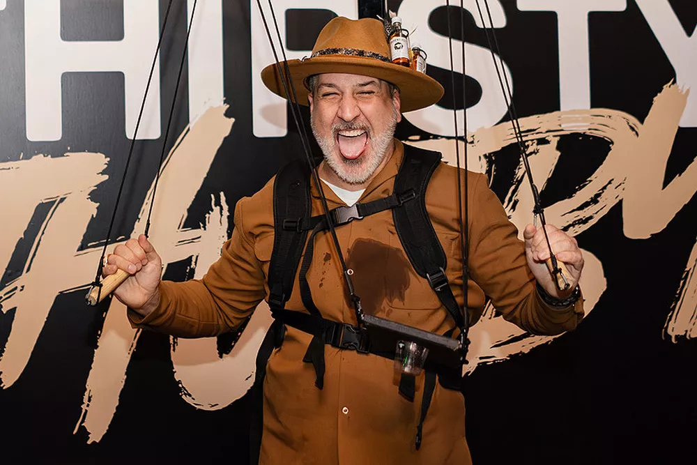 Joey Fatone saddles up in Skrewball Whiskey's shot puppeteer at the brand's Lousiville party on May 2nd celebrating the kick off to horse racing's big weekend.