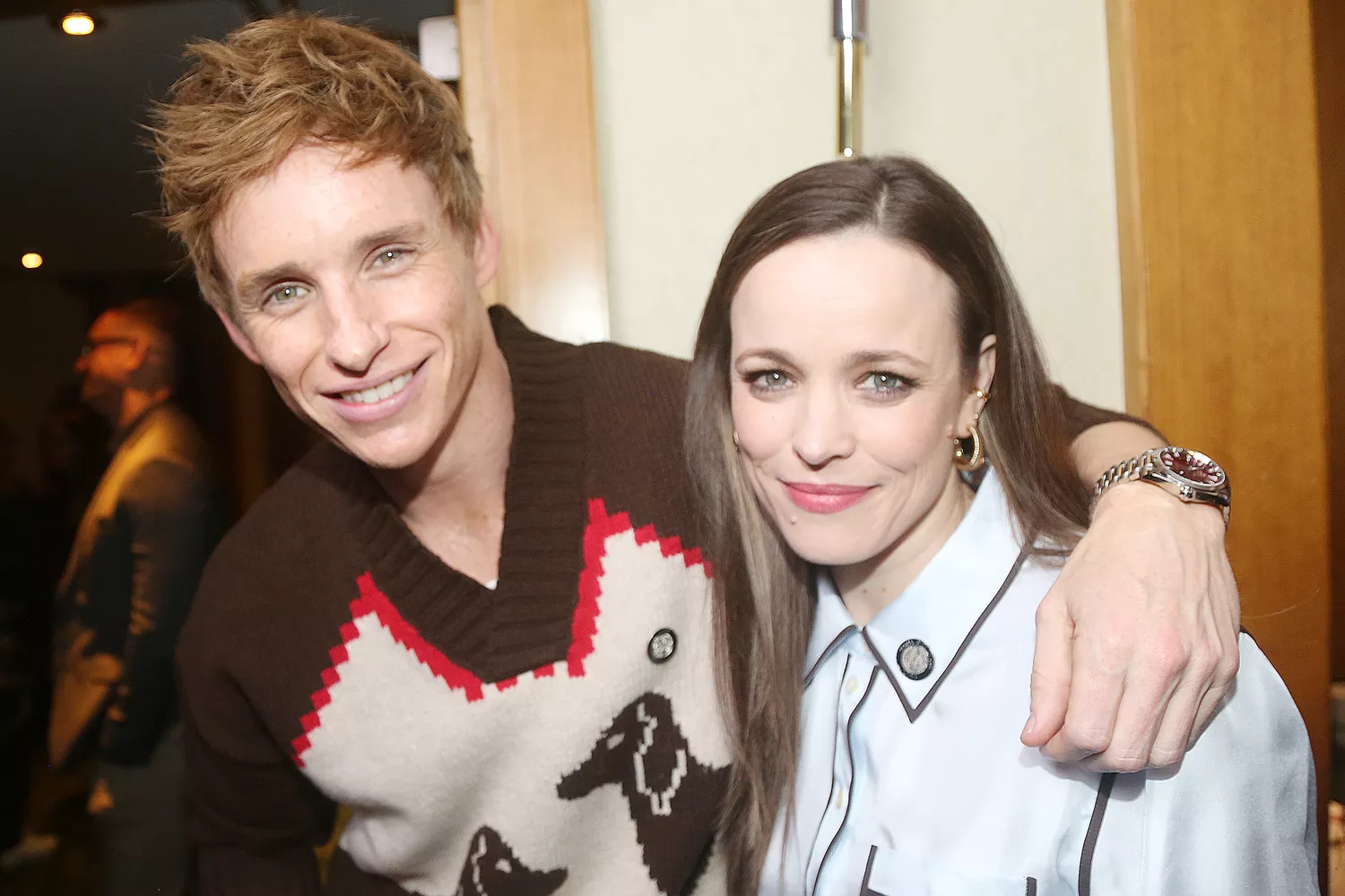 Eddie Redmayne and Rachel McAdams pose at the 2024 Meet The Tony Awards Nominees event at Sofitel New York 