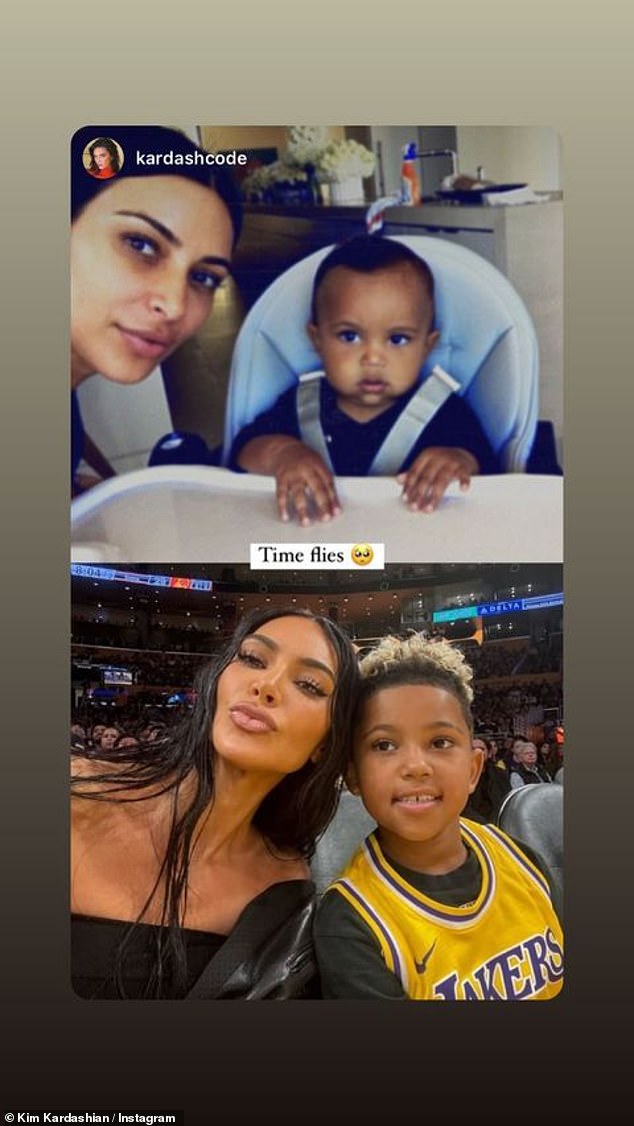 Kim also re-shared a throwback featuring her son Saint to her Instagram Stories