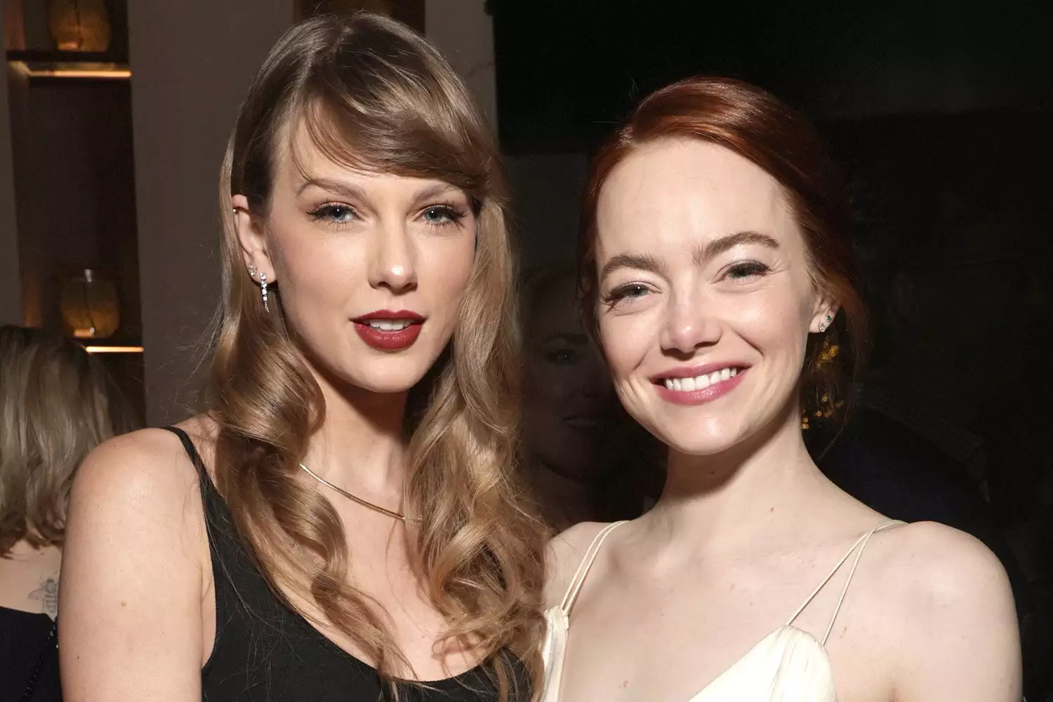 Taylor Swift and Emma Stone attend the Searchlight Picture's Poor Things New York Premiere at the DGA Theater on Dec 6, 2023 in New York.