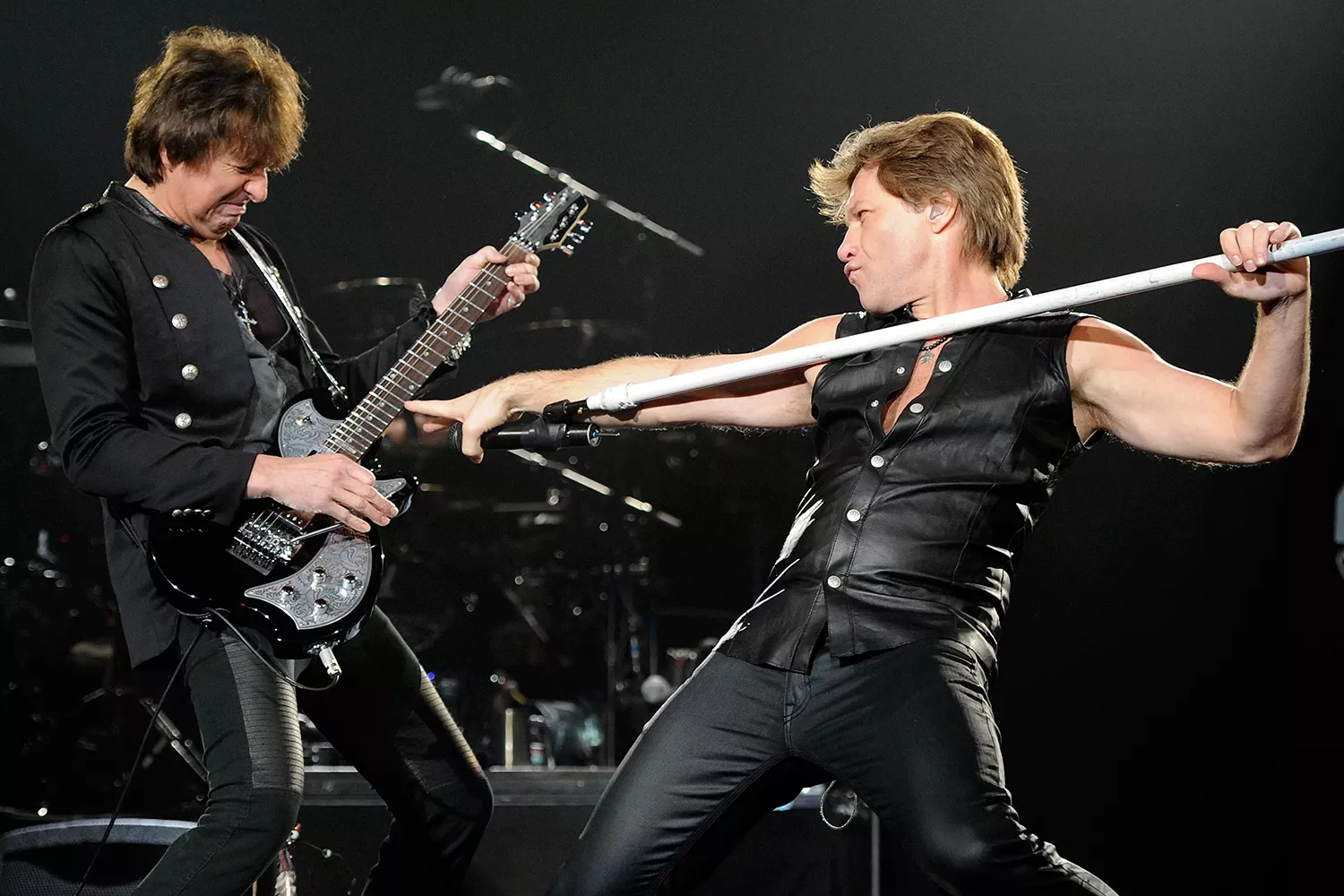 Bon Jovi guitarist Richie Sambora (L) and singer Jon Bon Jovi perform at the MGM Grand Garden Arena March 19, 2011 in Las Vegas, Nevada. 