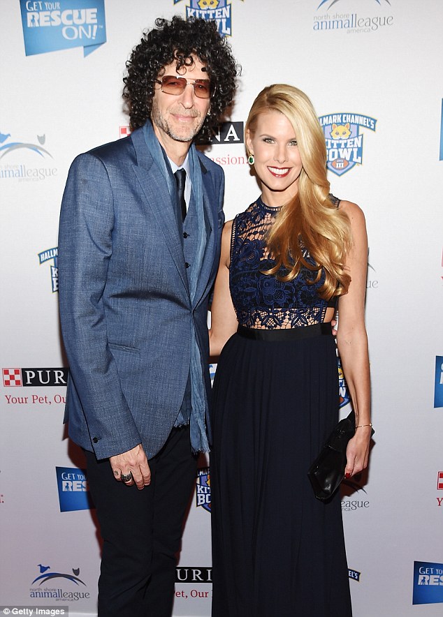 Longtime host: Stern - pictured with wife Beth at a gala in New York last month - has just signed a five-year deal with SirusXM to continue to host produce The Howard Stern Show 