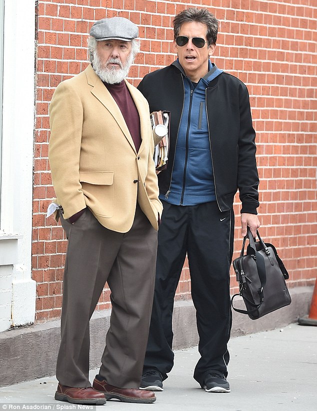 Together again: Dustin Hoffman, 78, also stars. He was reunited with former on-screen son Ben as the two shot shot scenes last week