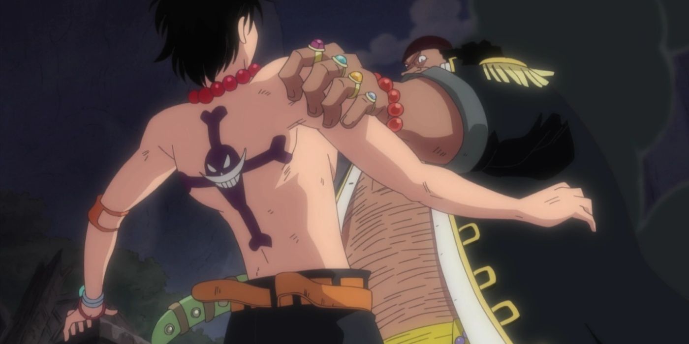 Blackbeard negates Portgas D. Ace's Devil Fruit power with the Dark-Dark Fruit in One Piece