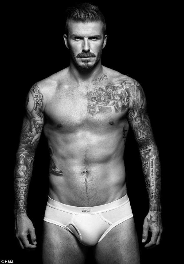 'I hope you like them': David Beckham unveiled the new print ads for his H&M underwear line today