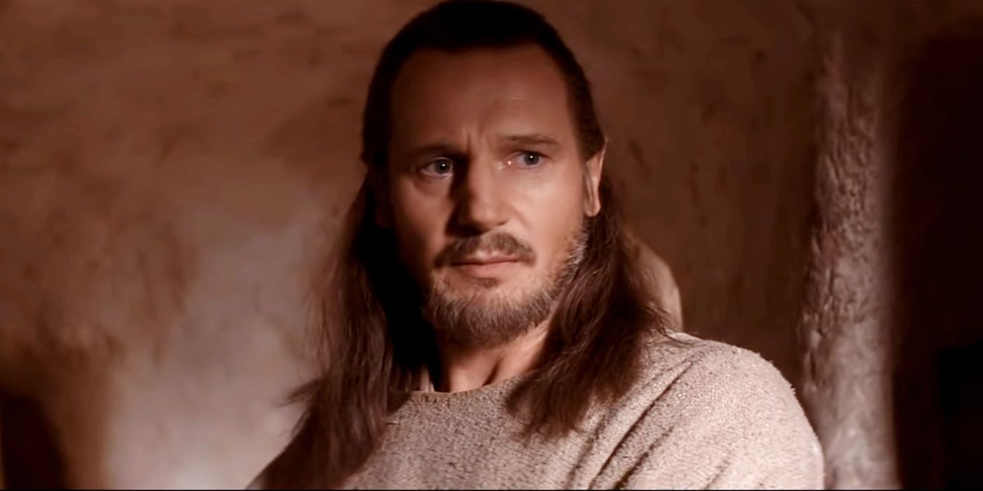 Qui-Gon Jinn looks on in the Skywalker home in Star Wars: Episode I - The Phantom Menace