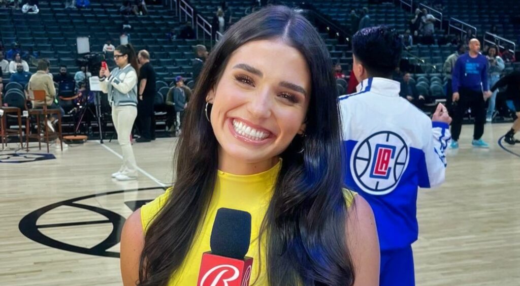 Ashley ShahAhmadi smiling during broadcast