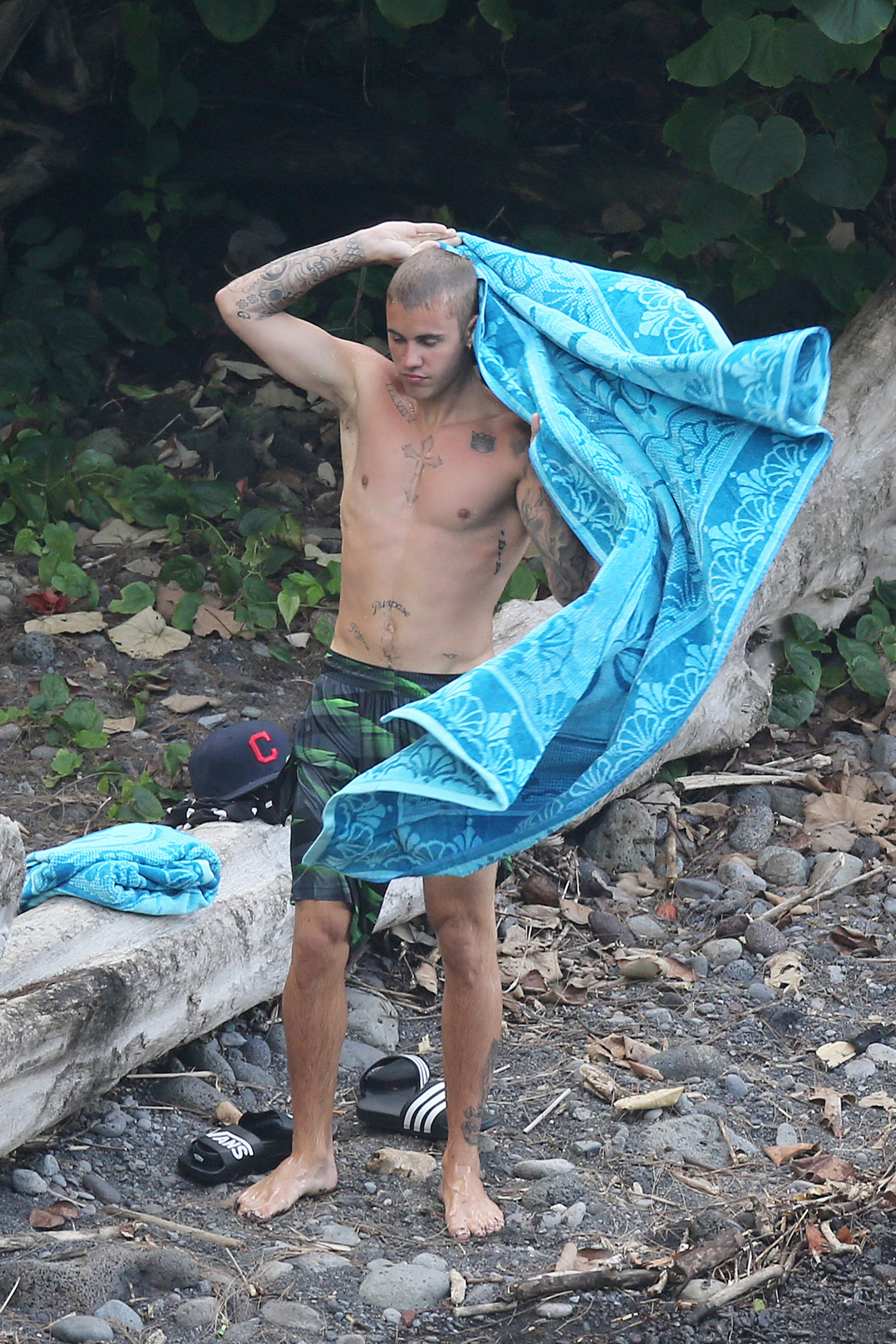  In the buff...the beach spot comes just days after he was spotted 'doing an Orlando' with Aussie girlfriend