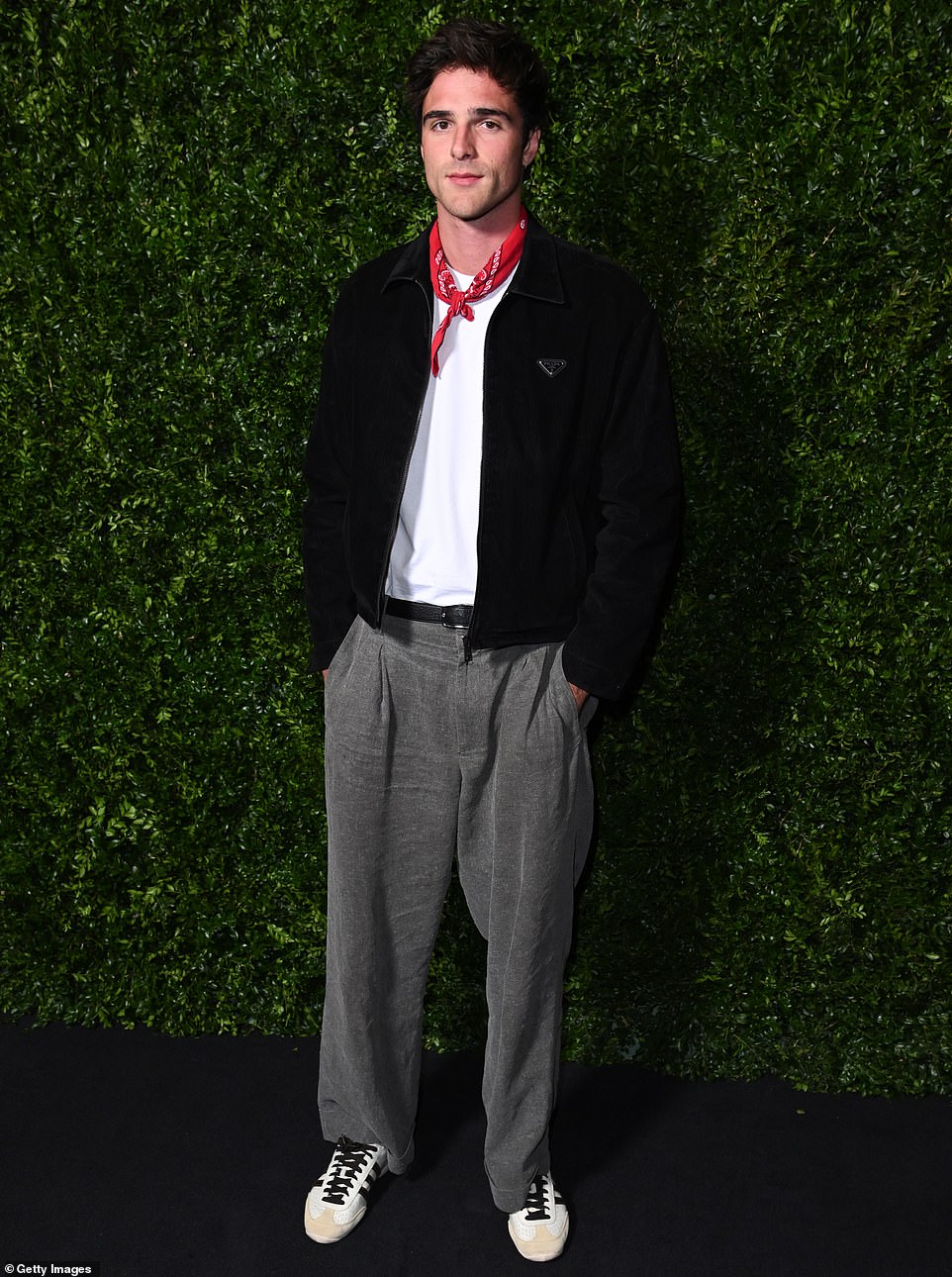 Dashing: Jacob Elordi completed his look with a paisley print bandana