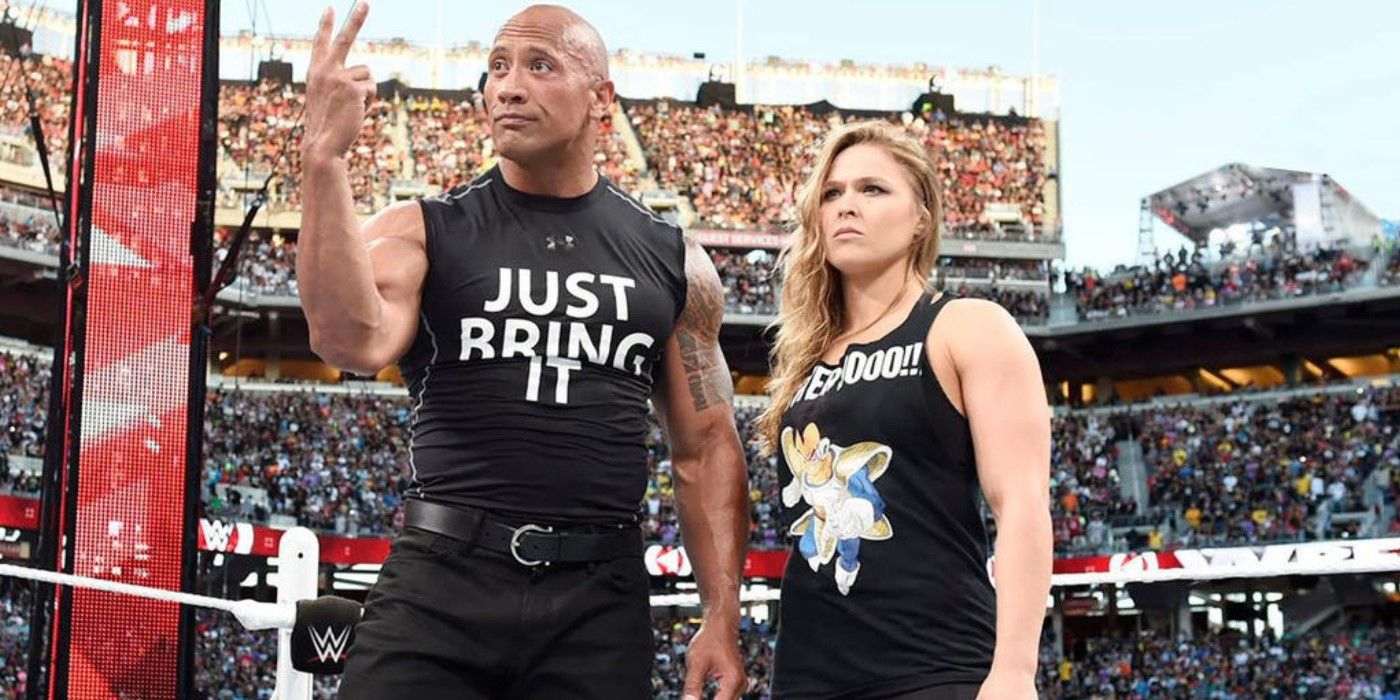 ronda-rousey-the-rock-wrestlemania-31