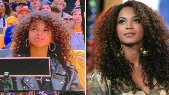 Blue Ivy Carter (left) looks like her mom Beyoncé's (right) doppelganger. (Twitter/@PopCrave)