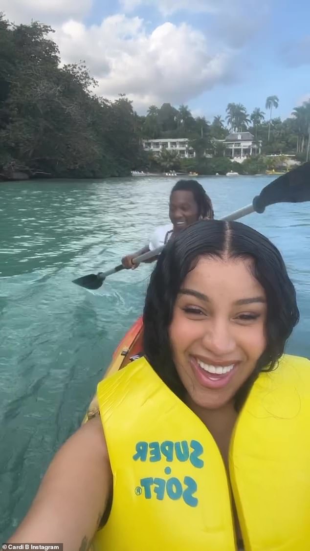 Cardi B enjoys a kayak ride with husband Offset during his birthday getaway to Jamaica | Daily Mail Online