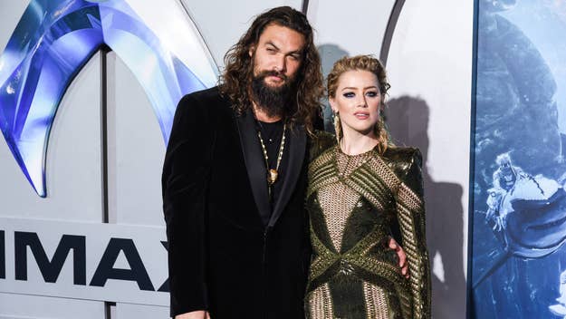 jason momoa and amber heard are pictured