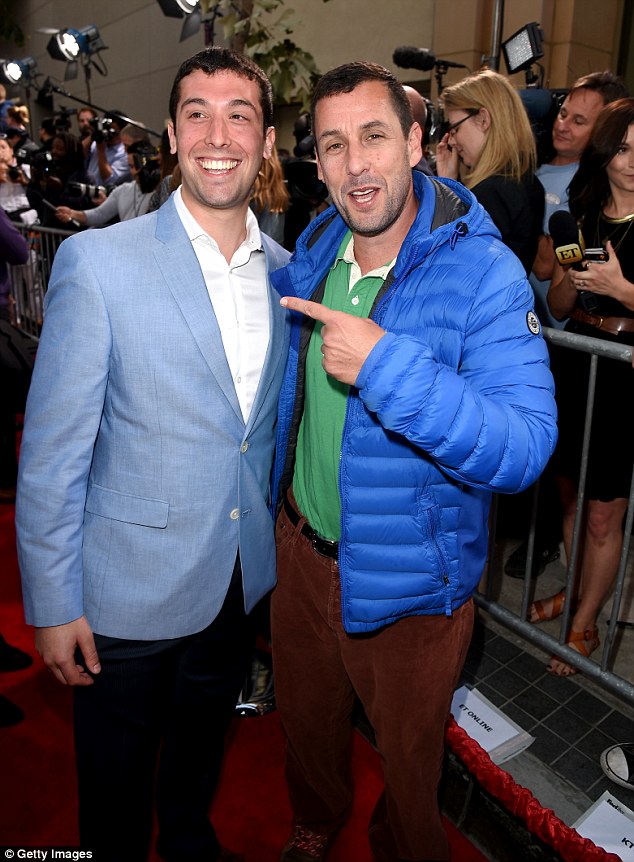 Meet me: Max Kessler, left, poses with Adam Sandler at the premiere of The Do-Over on Tuesday night; in the movie Sandler's character is named max Kessler