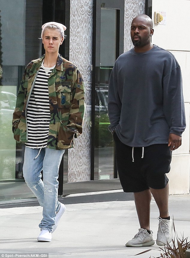 Relaxed: Corey, who is dating Keeping Up With the Kardashians star Kris Jenner, wore Yeezy sneakers