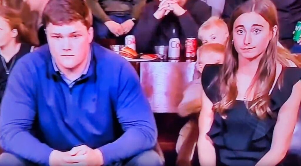 Joe Alt and his girlfriend at Draft party