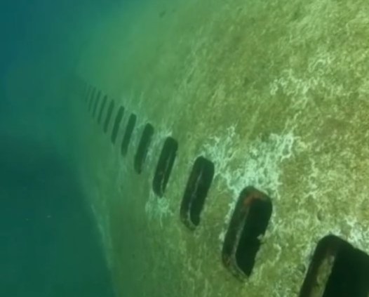 The outside of the sunken passenger plane