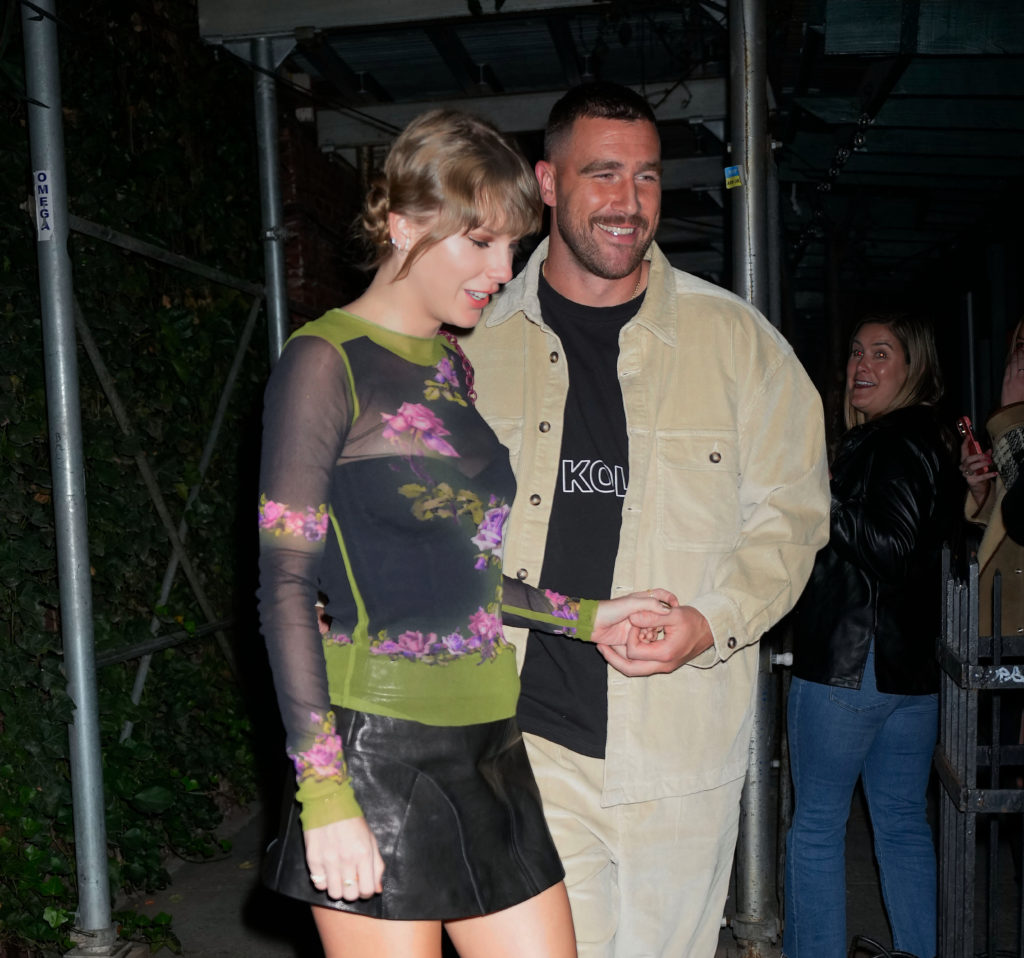 Taylor Swift and Travis Kelce have dinner at Waverly Inn on October 15, 2023 in New York City.