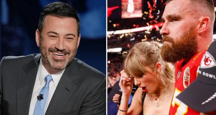 Jimmy Kimmel and Travis Kelce and Taylor Swift