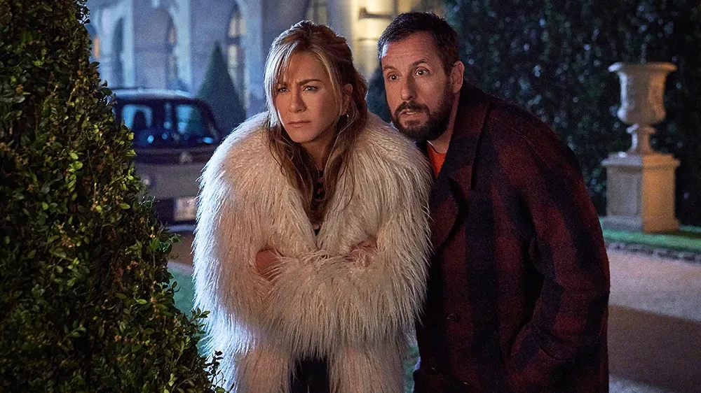 Jennifer Aniston and Adam Sandler in Netflix's Murder Mystery 2