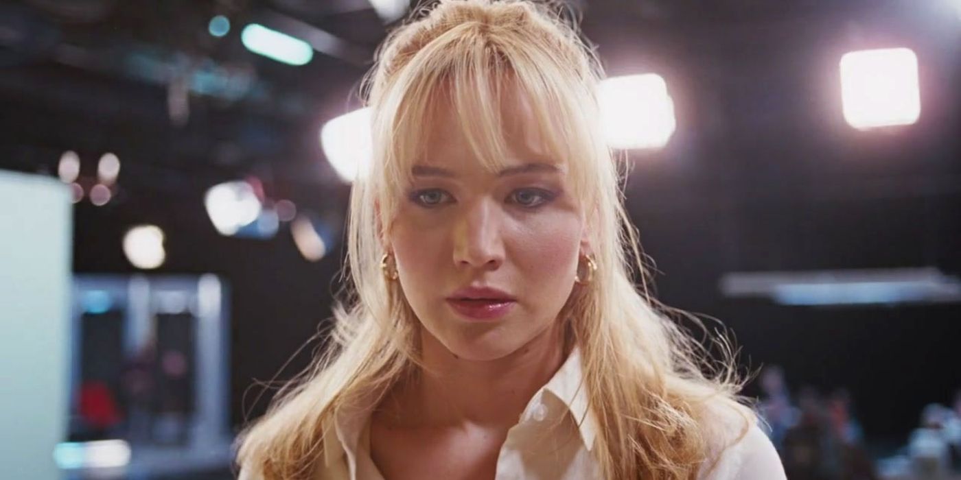 Jennifer Lawrence looking serious in Joy