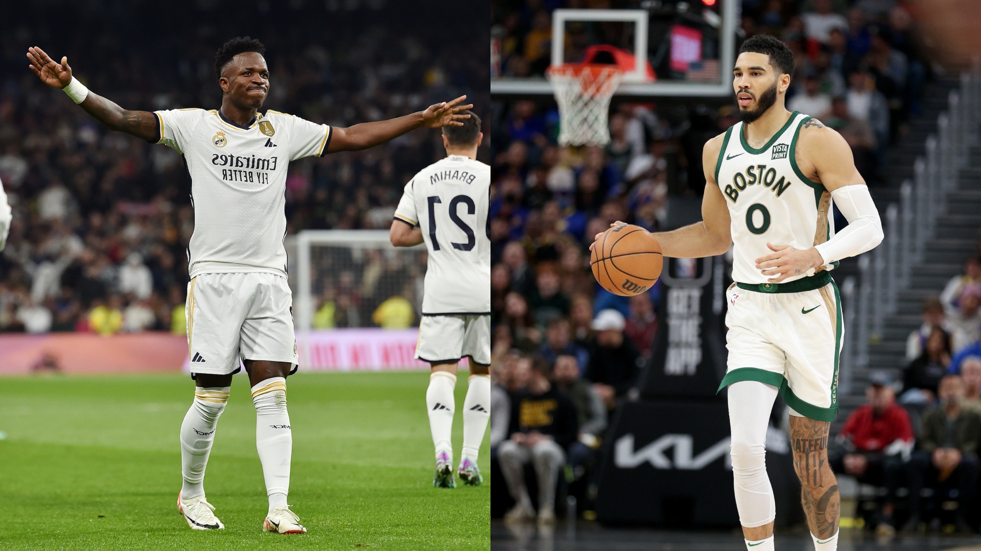 Vinicius Junior se encontra com Jayson Tatum após partida: “Meu irmão”