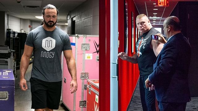 Drew McIntyre (left); Brock Lesnar (right)