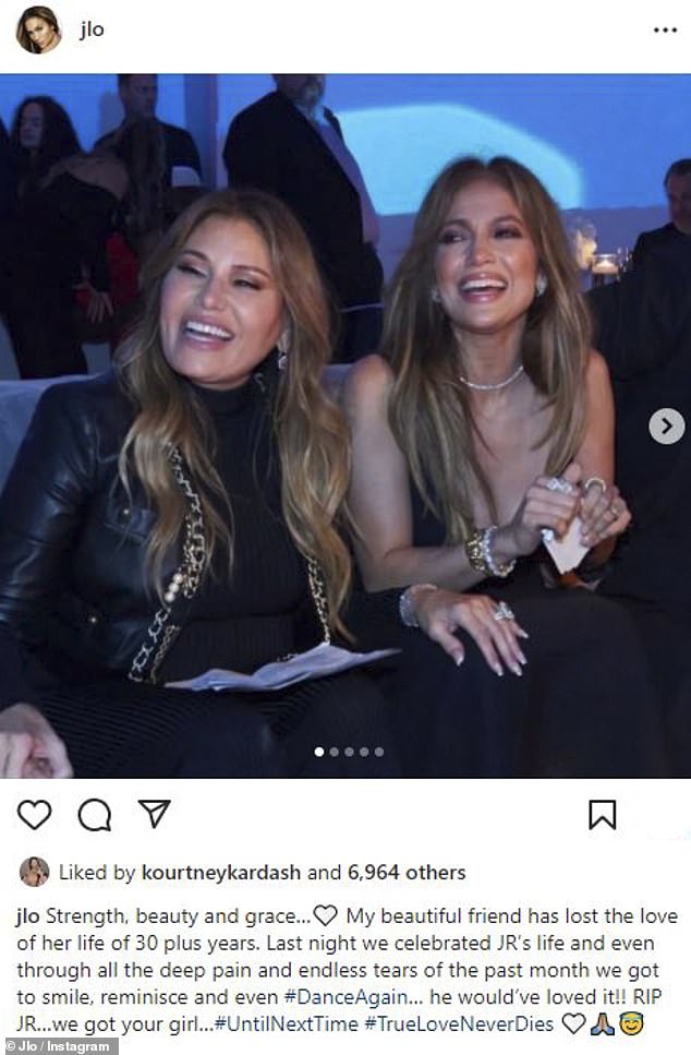 Paying respects: The JLO Beauty founder shared a heartfelt post on her Instagram, where she was pictured to JR's wife, Loren Ridinger