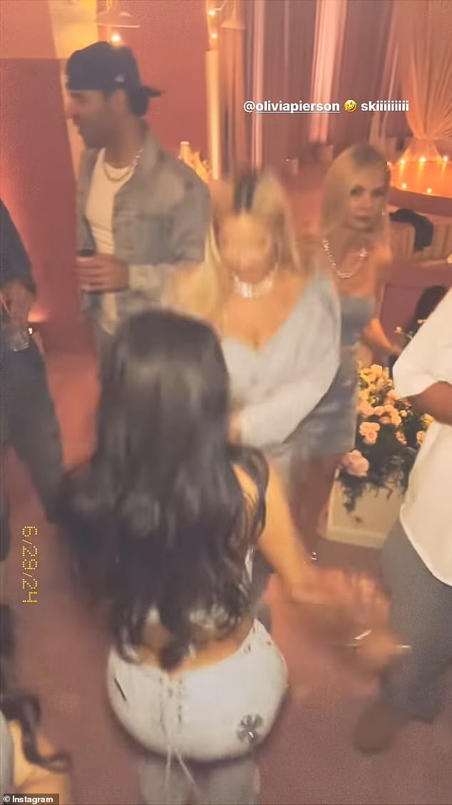 At Khloe's party, Kim also shook her tail feather with a group of her girlfriends in a separate clip featured on her social media