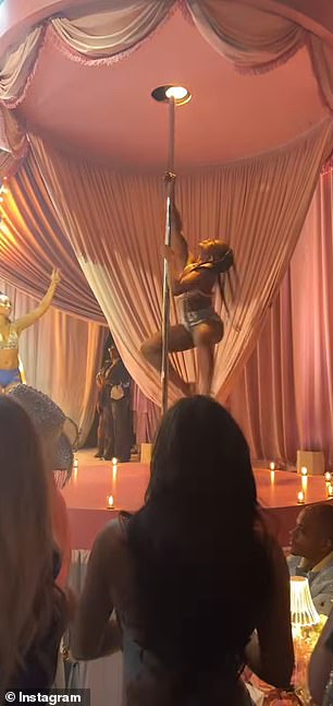 They performed their acrobatics in the background as guests danced to the beat