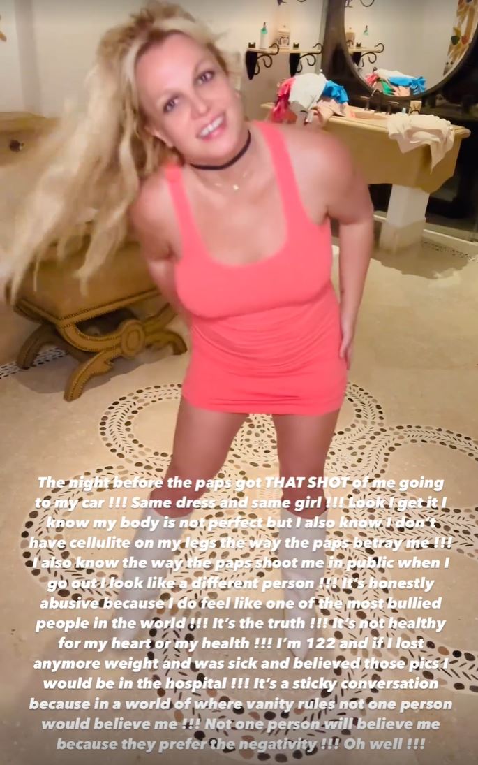 Britney clapped back over paparazzi shots showing dimples on the skin of her legs