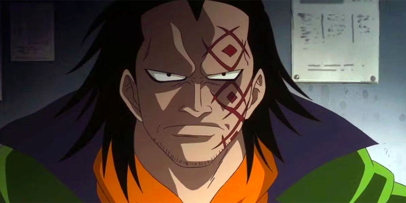 Luffy's father, Monkey D. Dragon with a scarred face in One Piece