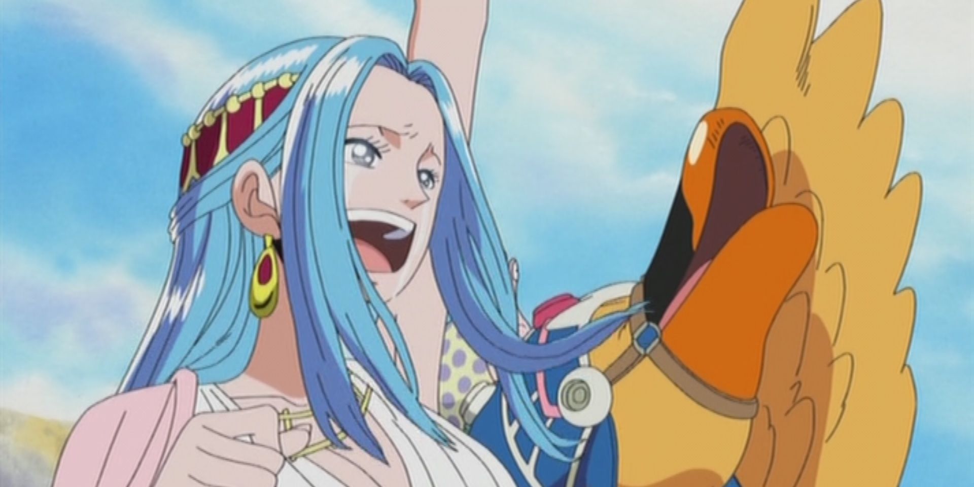 Nefertari Vivi and Karoo Saying Goodbye To The Straw Hat Pirates in One Piece