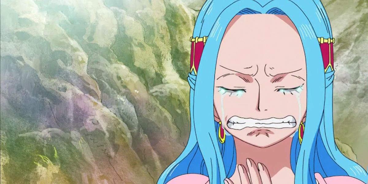 Princess Nefertari Vivi weeps in One Piece: Episode of Alabasta