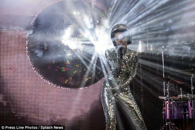 Moonman: At one point she covered up in a silver space suit as she sung in front of a huge glitterball