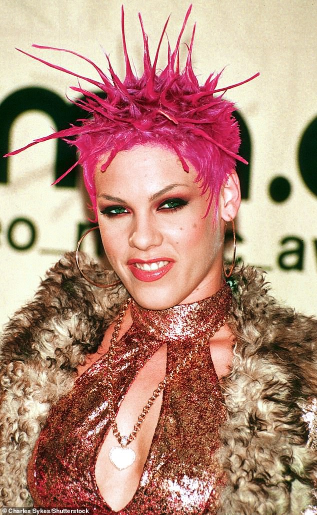 As her stage name might suggest, pop star Pink has rocked a series of pink hairstyles over the years (seen in 2000)