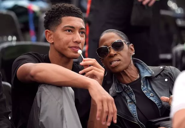 Jobe Bellingham and his mother Denise in the stands